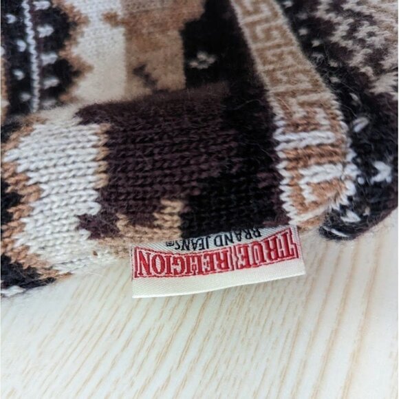 True Religion Brown Nordic Wool Winter Beanie Hat Adult One Size - Picture 6 of 7